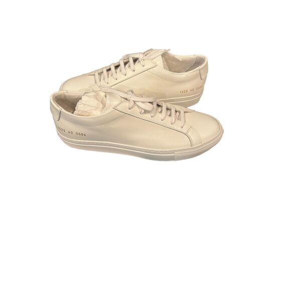 Common Projects Men's White Achilles 40 ( US 7.5) Low-Top Sneakers Shoes NIB - Picture 2 of 8
